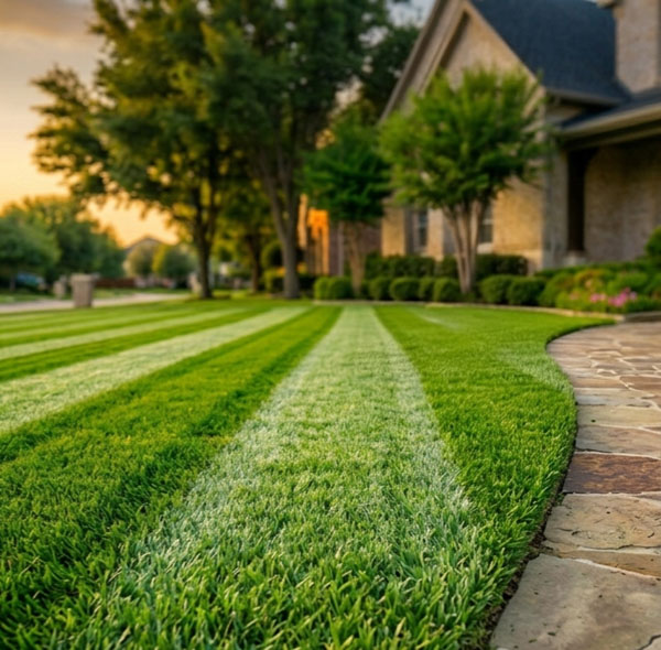 Weekly mowing on a North Texas lawn_one of the five steps to a great-looking yard